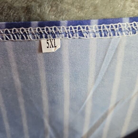 Unbranded Women's Top 5x Blue White Stripe pullover vneck blouse - Picture 2 of 9